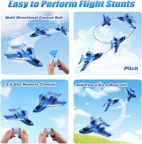 RC Water Plane ، طائرة RC لأراضي المياه والهواء ، ألعاب طائرة تحكم عن بعد ، 2.4 جيجا هرتز 6 محاور مثبتات Gyro RTF طائرة طائرة طائرة طائرة طائرة طائرة طائرة طائرة للأطفال البالغين (الأزرق) (الأزرق) in Kuwait