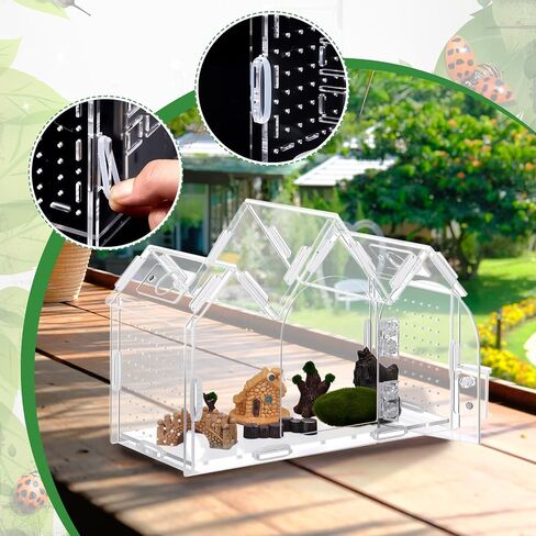 Weysat Jumping Spider Enclosure 9.5" x 3.9" x 6.7" Acrylic Tarantula Enclosure Castle Style Insect Terrarium with Magnetic Door Transparent Terrarium for Reptiles, Amphibians and Spiders in Saudi Arabia