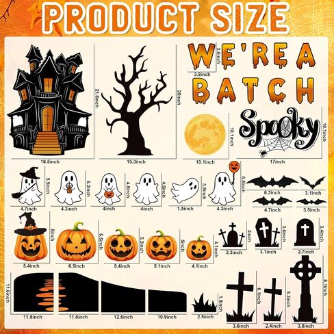 Halloween Bulletin Board Decorations 3D Halloween Bat Scary Castle Pumpkin Tree Paper Cutouts We're a Spooky Batch Decor for Kids Holiday Classroom Wall Home Office Supplies in Saudi Arabia