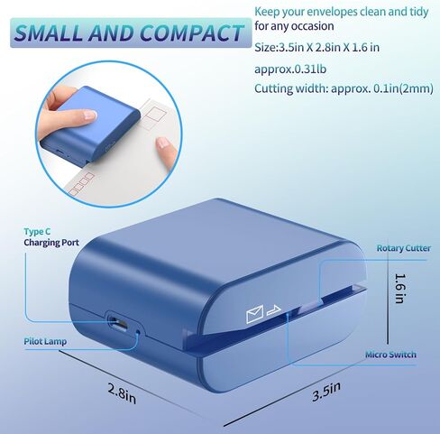Rechargeable Electric Letter Opener - Automatic Letter Opener Envelope Slitter, Electric Letter Opener Envelope Slitter for Universal Mail and Envelopes,Blue in Saudi Arabia