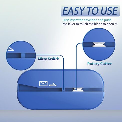 Rechargeable Electric Letter Opener - Automatic Letter Opener Envelope Slitter, Electric Letter Opener Envelope Slitter for Universal Mail and Envelopes,Blue in Saudi Arabia