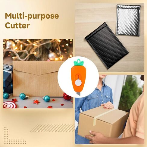 50 Pack Carrot Letter Openers, Envelope Slitters & Mini Package Openers, Hidden Metal Cutting Edge, Wrapping Paper Cutters, Compact 2.8" Desk Mail Opener for Office & Home Use in Kuwait
