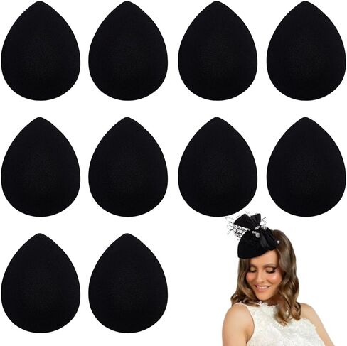 FINGERINSPIRE 10 PCS Fascinator Hat Base 3.9x5 Inch EVA Cloth Hat Fascinator Millinery Base Black Teardrop Hat Base Cocktail Hats Making Base Women Hat Craft Supply for Party Millinery Hat DIY Making in Saudi Arabia