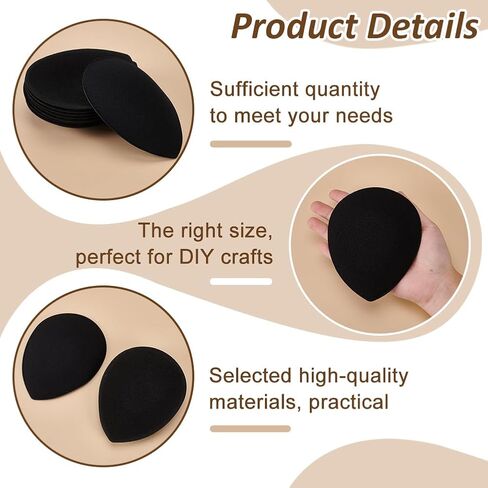 FINGERINSPIRE 10 PCS Fascinator Hat Base 3.9x5 Inch EVA Cloth Hat Fascinator Millinery Base Black Teardrop Hat Base Cocktail Hats Making Base Women Hat Craft Supply for Party Millinery Hat DIY Making in Saudi Arabia