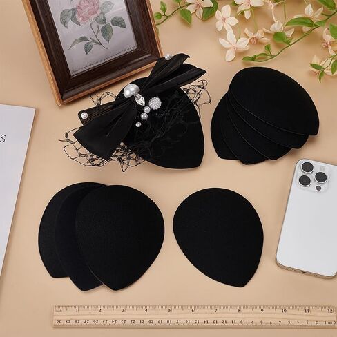 FINGERINSPIRE 10 PCS Fascinator Hat Base 3.9x5 Inch EVA Cloth Hat Fascinator Millinery Base Black Teardrop Hat Base Cocktail Hats Making Base Women Hat Craft Supply for Party Millinery Hat DIY Making in Saudi Arabia