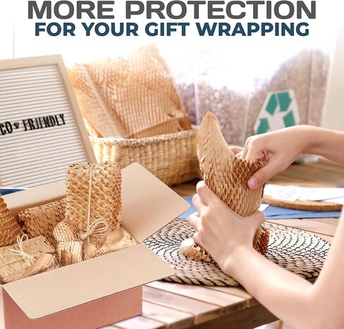 Hexafil Honeycomb Packing Paper - حشو ملائم للبيئة ومستدامة للشحن والمتحرك ، مواد التعبئة المبطنة في صندوق الموزع ، بديل لـ Bubble Wrap - Natural ، 12 "× 1700" in Kuwait