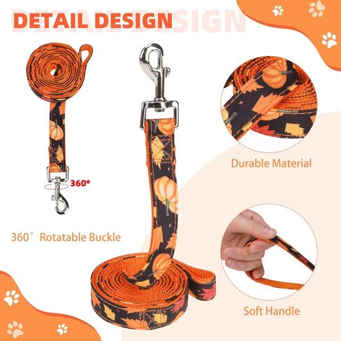 KOOLTAIL Fall Dog Harness and Leash Set for Small Medium Dogs, Thanksgiving Step in No Pull Comfort Padded Pet Vest, Adjustable Reflective Easy Walking Puppy Cats Harness Training, Leaf & Pumpkin S in Saudi Arabia