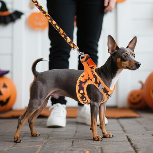 KOOLTAIL Fall Dog Harness and Leash Set for Small Medium Dogs, Thanksgiving Step in No Pull Comfort Padded Pet Vest, Adjustable Reflective Easy Walking Puppy Cats Harness Training, Leaf & Pumpkin S in Saudi Arabia