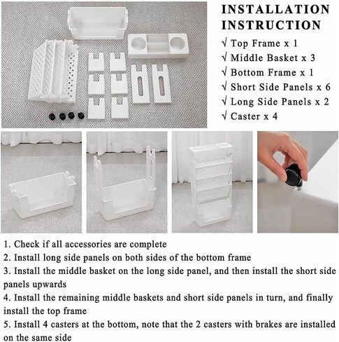 وحدة رف الكتب ذات الطبقات ذات الطبقات 5 مع رف المجلات و CART CART WHITE متعددة الأغراض مع عجلات للمنزل أو المكتب (أبيض) in Kuwait