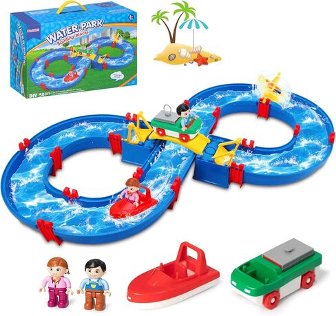 ألعاب منسقة المياه للطفل ، 50 PCS DIY Kids Water Fands Track Trace Toy Blayset ، Summer Beach Backyard Pool في الهواء الطلق للأطفال من عمر 4 إلى 8 سنوات ، ولعب الأطفال والبنات الصغار in Kuwait