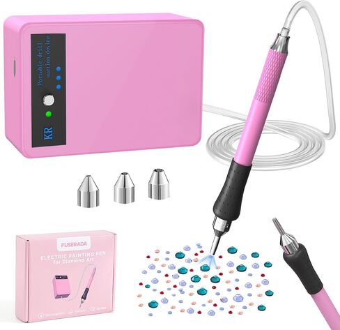 8pcs مجموعة أدوات القلم اللوحة الفنية الماس الكهربائية ، فنية ماس دايمون ، مجموعة فنون فنية قابلة لإعادة الشحن ، مع إكسسوارات فنية من الماس 4 ملم-6.5 ملم ، إكسسوارات فن الماس (الوردي) in Kuwait