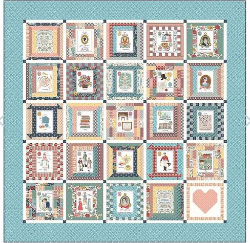 أنماط Riley Blake Bluebird A إلى Z Z Jane Austen Emma Paneat Pattern - Fat Quarter Friendly ، 78.5 "× 78.5" الحجم النهائي in Saudi Arabia