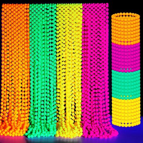Ecally 96 Pcs Neon Bead Necklaces and Bracelets Set Glow in the Dark Party Supplies Colorful Glow Necklaces and Bracelets Bulk for Halloween 80s Party Favors Carnival Concert Neon Night Accessories in Saudi Arabia