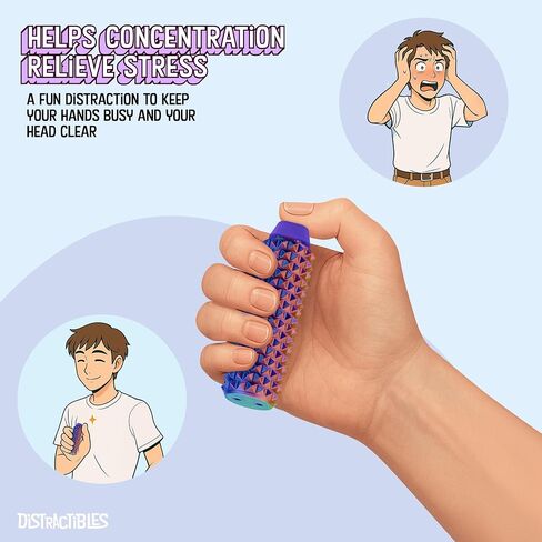 Sensory Roller Fidget Toy with Clicker, Tactile Spikes for Anxiety, Stress Relief, Pain Stim, Autism & Over Stimulation with Lanyard (Black) in Kuwait