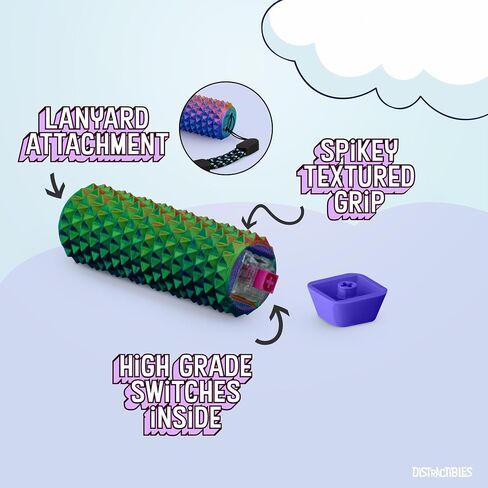 Sensory Roller Fidget Toy with Clicker, Tactile Spikes for Anxiety, Stress Relief, Pain Stim, Autism & Over Stimulation with Lanyard (Black) in Kuwait