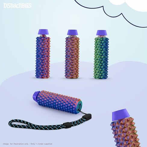 Sensory Roller Fidget Toy with Clicker, Tactile Spikes for Anxiety, Stress Relief, Pain Stim, Autism & Over Stimulation with Lanyard (Black) in Kuwait