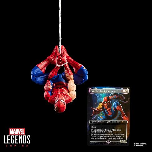Spider-Man Marvel Legends Series Magic: The Gathering Battle-Damaged, 6-Inch Action Figure Toy & Exclusive Foil Collectible Card Game Trading Card in Saudi Arabia
