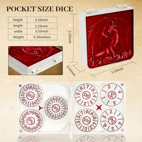 Spinner Dice 7 in 1 Metal Dragon Design ، Dial Rotary Dial 7 in 1 D & D ألعاب D&D قابلة للطي ، الانتهاء من البرونز العتيقة (البرونز العتيق) in Saudi Arabia