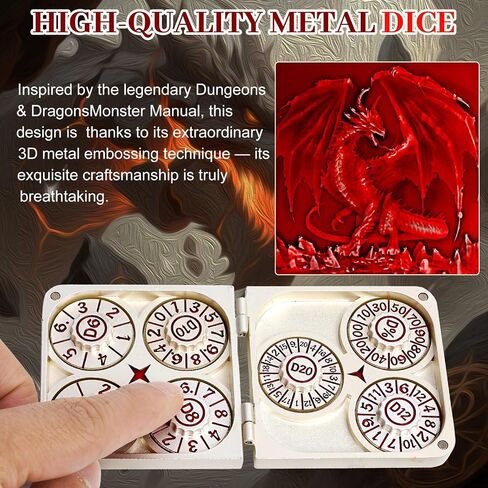 Spinner Dice 7 in 1 Metal Dragon Design ، Dial Rotary Dial 7 in 1 D & D ألعاب D&D قابلة للطي ، الانتهاء من البرونز العتيقة (البرونز العتيق) in Saudi Arabia