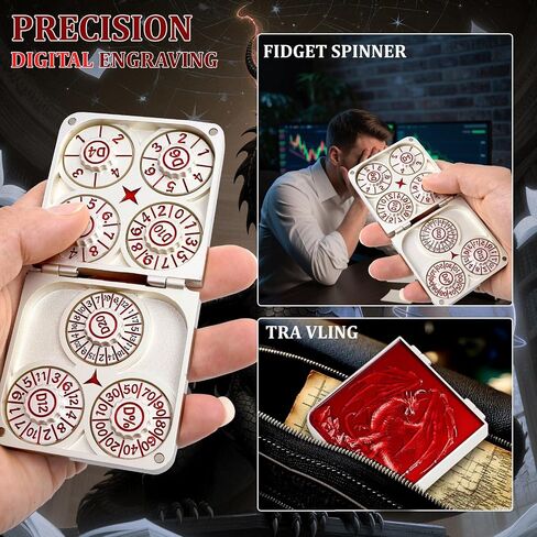 Spinner Dice 7 in 1 Metal Dragon Design ، Dial Rotary Dial 7 in 1 D & D ألعاب D&D قابلة للطي ، الانتهاء من البرونز العتيقة (البرونز العتيق) in Saudi Arabia