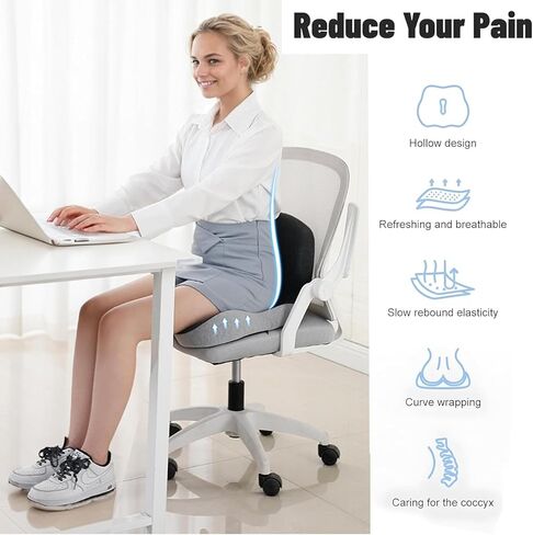 وسادة مقعد محيط في Memory Foam مع تصميم مريح على شكل حرف L لسيادة مقعد السيارات كرسي للسيارة لسائق الشاحنة ، وسائد مقعد السيارة لقيادة الدعم القطني (أسود) in Saudi Arabia