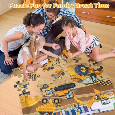 Construction Floor Puzzle for Kids - 48 Pieces Large Construction Vehicle Jigsaw Puzzles for Kids 3-5, Toddler Learning Preschool Educational Toys 12 Month+, Birthday Christmas Gifts for Boys Girls in Saudi Arabia