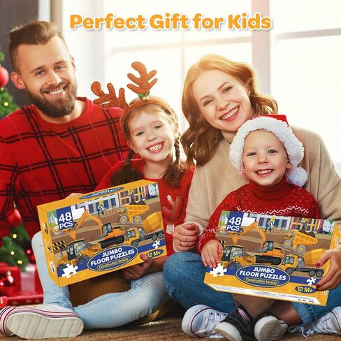 Construction Floor Puzzle for Kids - 48 Pieces Large Construction Vehicle Jigsaw Puzzles for Kids 3-5, Toddler Learning Preschool Educational Toys 12 Month+, Birthday Christmas Gifts for Boys Girls in Saudi Arabia