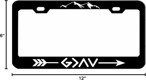 God is Greater Style Heavy Duty Metal License Plate Frame/Car Accessories Car Tag Holder Cover (Black/White) in Saudi Arabia