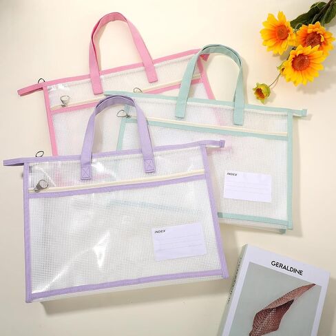 6 Pcs A4 Project Bag for Quilting Craft Storage for Quilters Clear Mesh Design Art Supply Bag Artwork Storage Organize for Artworks Charts and Teaching Material Multipurpose (13.4 x 10.2 Inch) in Saudi Arabia