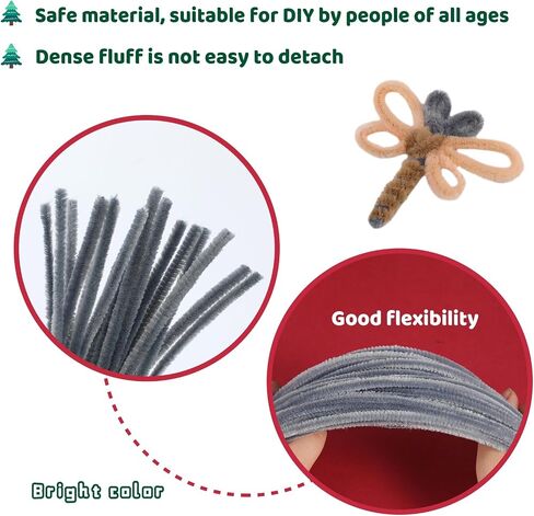 Pipe Cleaners Chenille Stem, 300PCS Pipe Cleaners Craft Supplies, Fuzzy Sticks Pipe Cleaner Brush for DIY Art Creative Craft Decorations (Grey) in Saudi Arabia