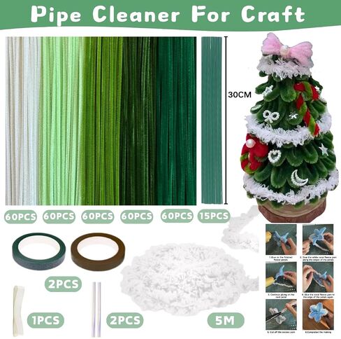 Nafuxiajjia 5-Color Blue Pipe Pipe Cleaner Flower Kit ، 300 PCS Cleaners Cleaners Clants ، مع 1 لفة غزل رقيقة ، 50 لؤلؤة ، 100 سدوة زهرة ، 15 سلك الأزهار ، شريطان من الأزهار ، ورق 2 غلاف ، شريط وتعليمات in Saudi Arabia