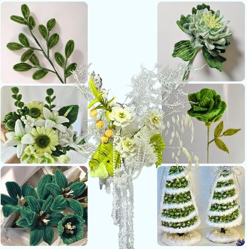 Nafuxiajjia 5-Color Blue Pipe Pipe Cleaner Flower Kit ، 300 PCS Cleaners Cleaners Clants ، مع 1 لفة غزل رقيقة ، 50 لؤلؤة ، 100 سدوة زهرة ، 15 سلك الأزهار ، شريطان من الأزهار ، ورق 2 غلاف ، شريط وتعليمات in Saudi Arabia