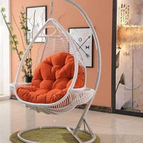 Thickened Waterproof Hanging Flower Pot Seat Cushion, High Elasticity Pp Cotton Soft Egg-Shaped Garden Chair Seat Cushion, Suitable For Indoor and Outdoor Gardens, Offices (Without Chair) (Yellow) in Saudi Arabia