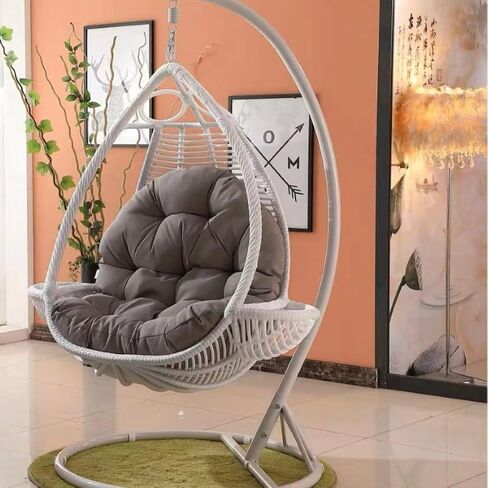 Thickened Waterproof Hanging Flower Pot Seat Cushion, High Elasticity Pp Cotton Soft Egg-Shaped Garden Chair Seat Cushion, Suitable For Indoor and Outdoor Gardens, Offices (Without Chair) (Yellow) in Saudi Arabia