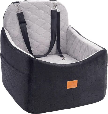 Elevated Dog Car Booster Seat for Small Medium Dogs, Travel-Safe Pet Bed with Memory Foam & Washable Cover, Portable with Safety Tether & Storage Pocket for Car, Truck, SUV in Saudi Arabia