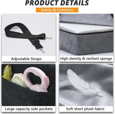 Elevated Dog Car Booster Seat for Small Medium Dogs, Travel-Safe Pet Bed with Memory Foam & Washable Cover, Portable with Safety Tether & Storage Pocket for Car, Truck, SUV in Saudi Arabia
