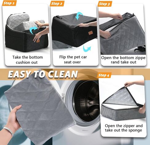 Elevated Dog Car Booster Seat for Small Medium Dogs, Travel-Safe Pet Bed with Memory Foam & Washable Cover, Portable with Safety Tether & Storage Pocket for Car, Truck, SUV in Saudi Arabia