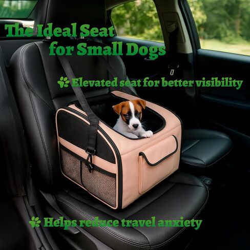 Dog Car Seat & Versatile Pet Carrier - 2in1 Dog Carriers for Small Dogs, Durable Polyester, Adjustable Straps, Breathable Mesh, Removable Pad, Toy Included - Ideal for Stress-Free Travel in Saudi Arabia