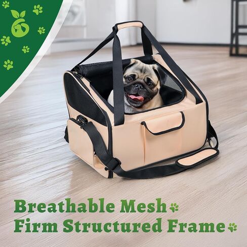 Dog Car Seat & Versatile Pet Carrier - 2in1 Dog Carriers for Small Dogs, Durable Polyester, Adjustable Straps, Breathable Mesh, Removable Pad, Toy Included - Ideal for Stress-Free Travel in Saudi Arabia