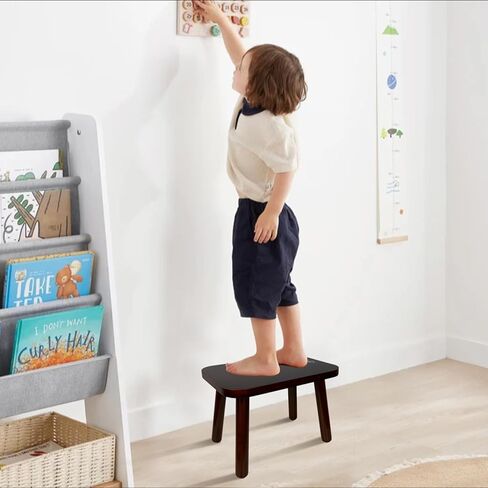 BEE&OAK Heavy Duty Wooden Step Stools for Adults - Non Slip, 300 LBS Capacity, 13.4" Depth, Portable, Easy Assembly - Ideal for High Beds, Kitchen, Bathroom, Office, Garden (Natural) in Kuwait