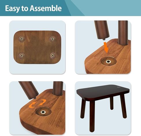 BEE&OAK Heavy Duty Wooden Step Stools for Adults - Non Slip, 300 LBS Capacity, 13.4" Depth, Portable, Easy Assembly - Ideal for High Beds, Kitchen, Bathroom, Office, Garden (Natural) in Kuwait