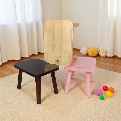 BEE&OAK Heavy Duty Wooden Step Stools for Adults - Non Slip, 300 LBS Capacity, 13.4" Depth, Portable, Easy Assembly - Ideal for High Beds, Kitchen, Bathroom, Office, Garden (Natural) in Kuwait