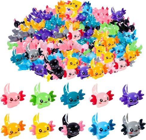 50Pcs Mini Resin Axolotl Miniature Axolotl Ornament Charms, 10 Colors Tiny Axolotl Figurines Resin Small Animals for DIY Craft Garden Landscape Dollhouse Potted Plant Aquarium Decoration in Saudi Arabia