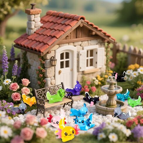 50Pcs Mini Resin Axolotl Miniature Axolotl Ornament Charms, 10 Colors Tiny Axolotl Figurines Resin Small Animals for DIY Craft Garden Landscape Dollhouse Potted Plant Aquarium Decoration in Saudi Arabia