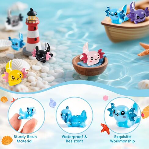 50Pcs Mini Resin Axolotl Miniature Axolotl Ornament Charms, 10 Colors Tiny Axolotl Figurines Resin Small Animals for DIY Craft Garden Landscape Dollhouse Potted Plant Aquarium Decoration in Saudi Arabia