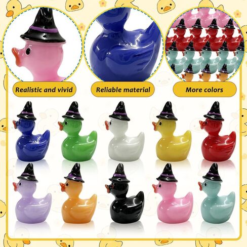 100PCS Mini Resin Duck with Hat Halloween Tiny Duck Figurines Resin Ducks Bulk Multicolor Mini Ducks Miniature for Garden Landscape Dollhouse Ornament for Halloween Birthday Ornaments in Saudi Arabia