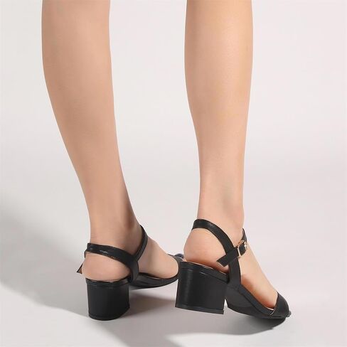 PPXID Women's Open Toe Ankle Strap Chunk Low Heel Pump Sandals in Saudi Arabia