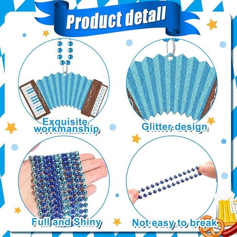 Sasylvia 60 PCS Oktoberfest Bead Netclaces Bulk Perk Beer Netclaces Bavarian German Party Necklace Netclace Netclace Metallic Blue Oktoberfest Netclace for Oktoberfest Party Fivors ، 12 Styles in Saudi Arabia