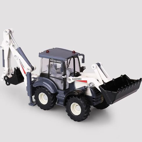 1/50 Die-Cast Metal Excavator Backhoe Front Loader Truck – Engineering Construction Tractor Model, Bulldozer Backhoe Vehicle Toy, Gift for Kids or Collectors (White) in Saudi Arabia