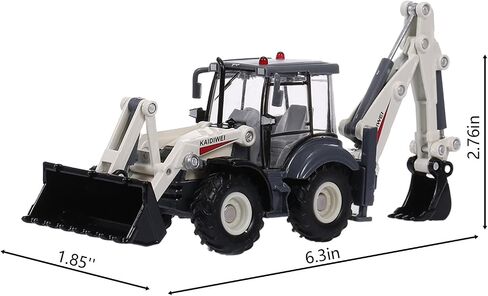 1/50 Die-Cast Metal Excavator Backhoe Front Loader Truck – Engineering Construction Tractor Model, Bulldozer Backhoe Vehicle Toy, Gift for Kids or Collectors (White) in Saudi Arabia